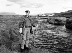 Neil Armstrong fishing in River Laxá, North Iceland